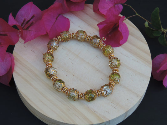 Clear Green Crackle Bracelet