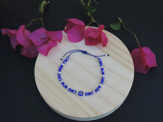 Blue Evil Eye Crystal Bracelet (925 Silver)