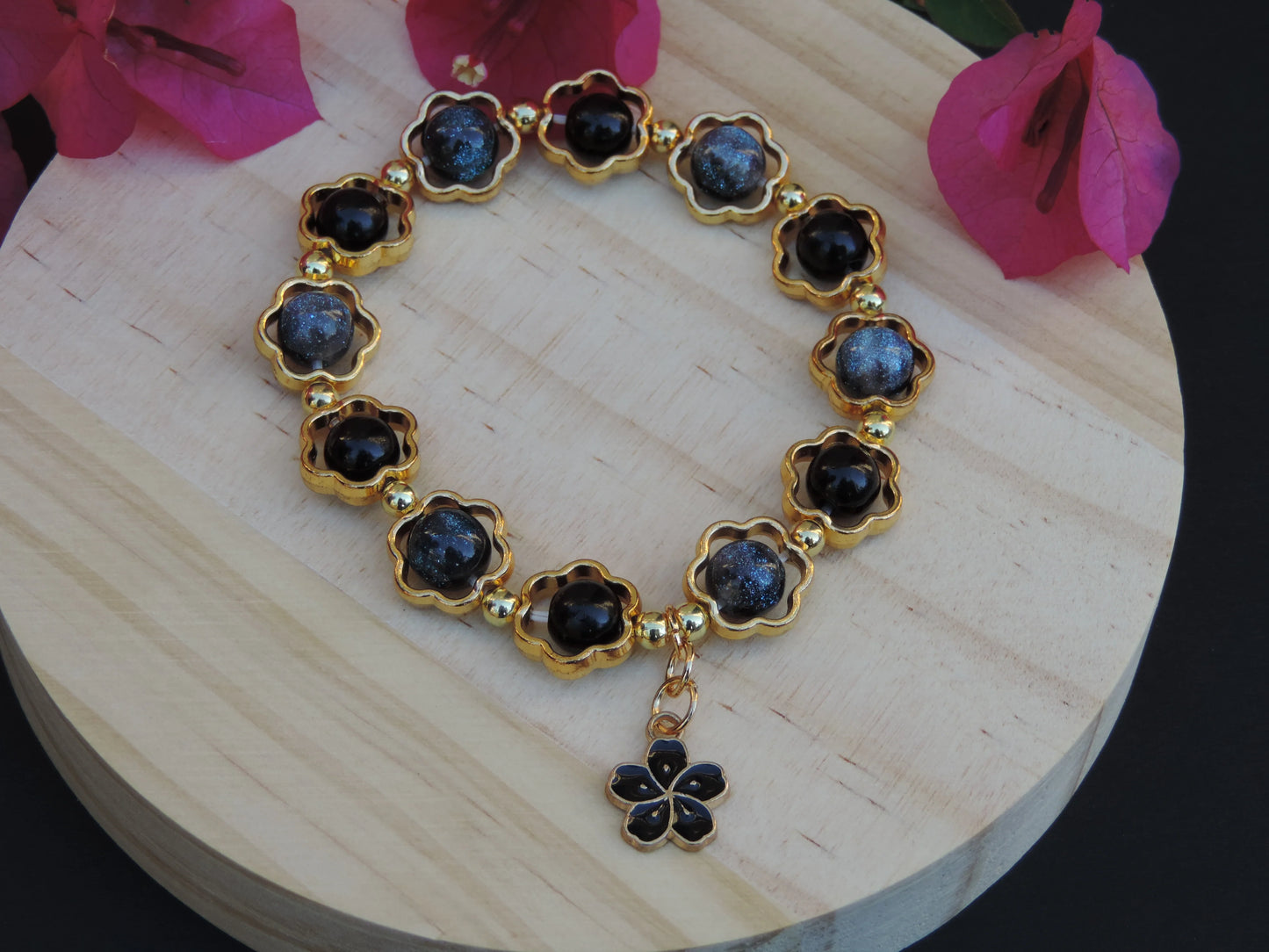 Black Golden Flower Bracelet