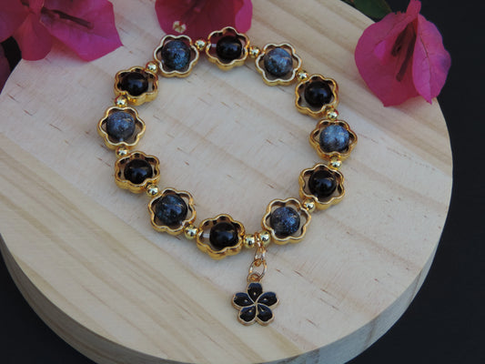 Black Golden Flower Bracelet