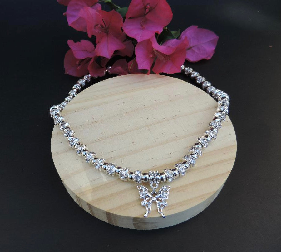Silvery Butterfly Necklace