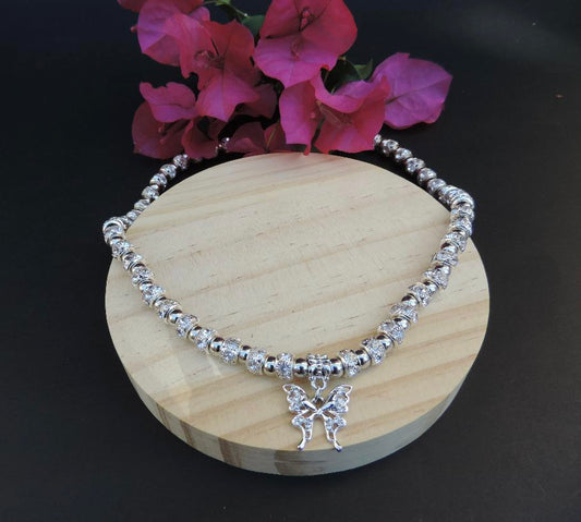 Silvery Butterfly Necklace