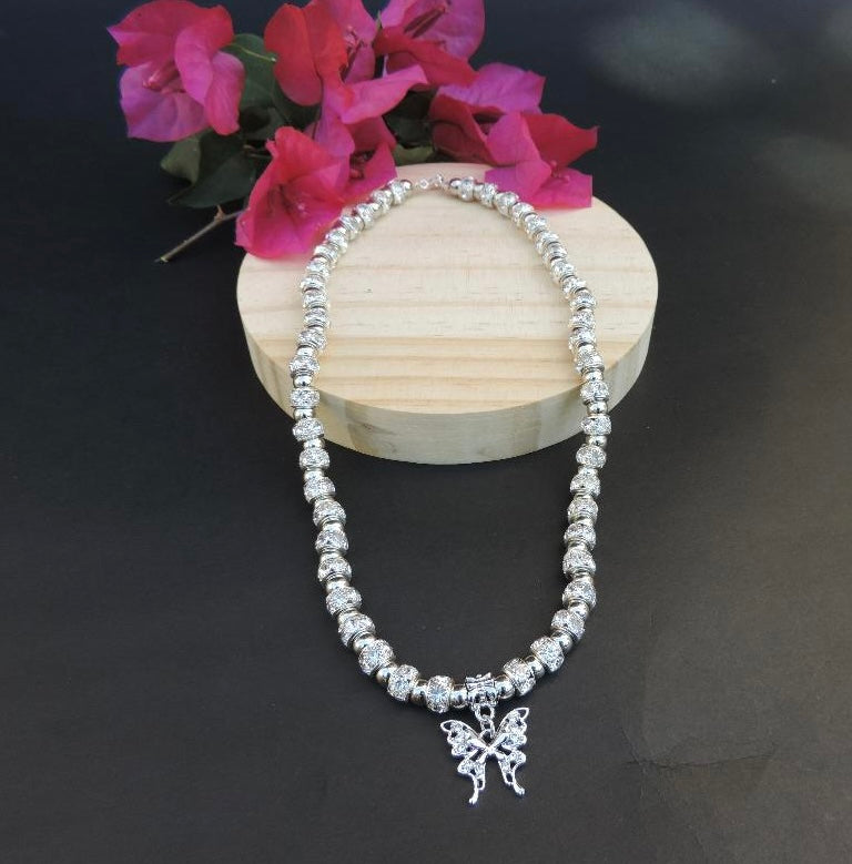 Silvery Butterfly Necklace