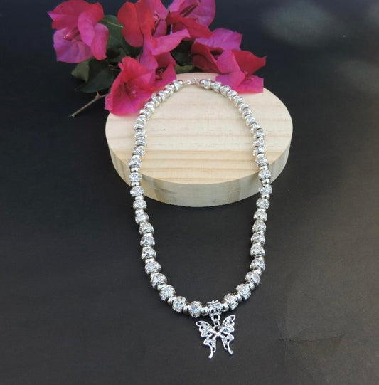 Silvery Butterfly Necklace
