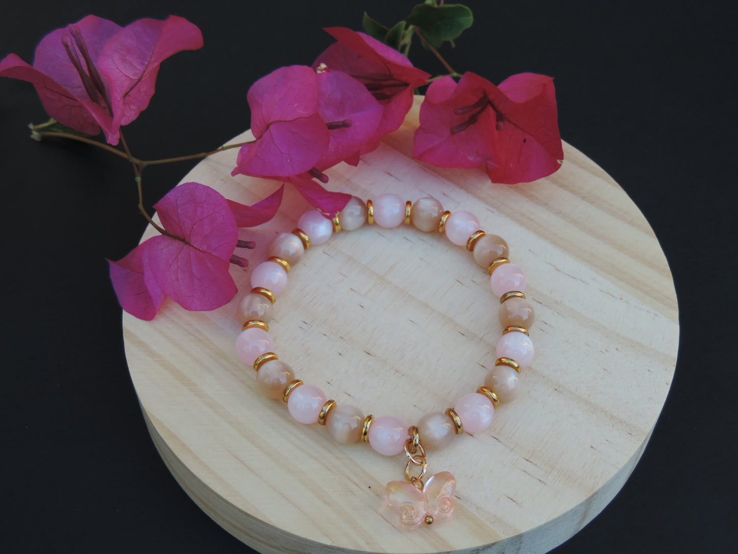 Pink & Brown/Purple Butterfly Bracelet